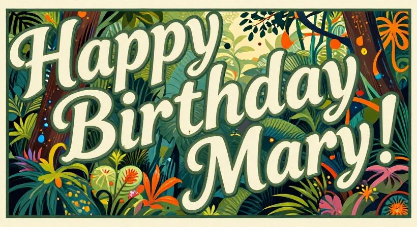 Colorful garden with blooming flowers celebrating Mary’s birthday